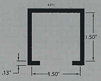 1-1/2 in x 1-1/2 in Guide Rail Snap-On (AR523)