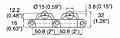 M5032 Roller Top 0°/45°/90° Dimensions